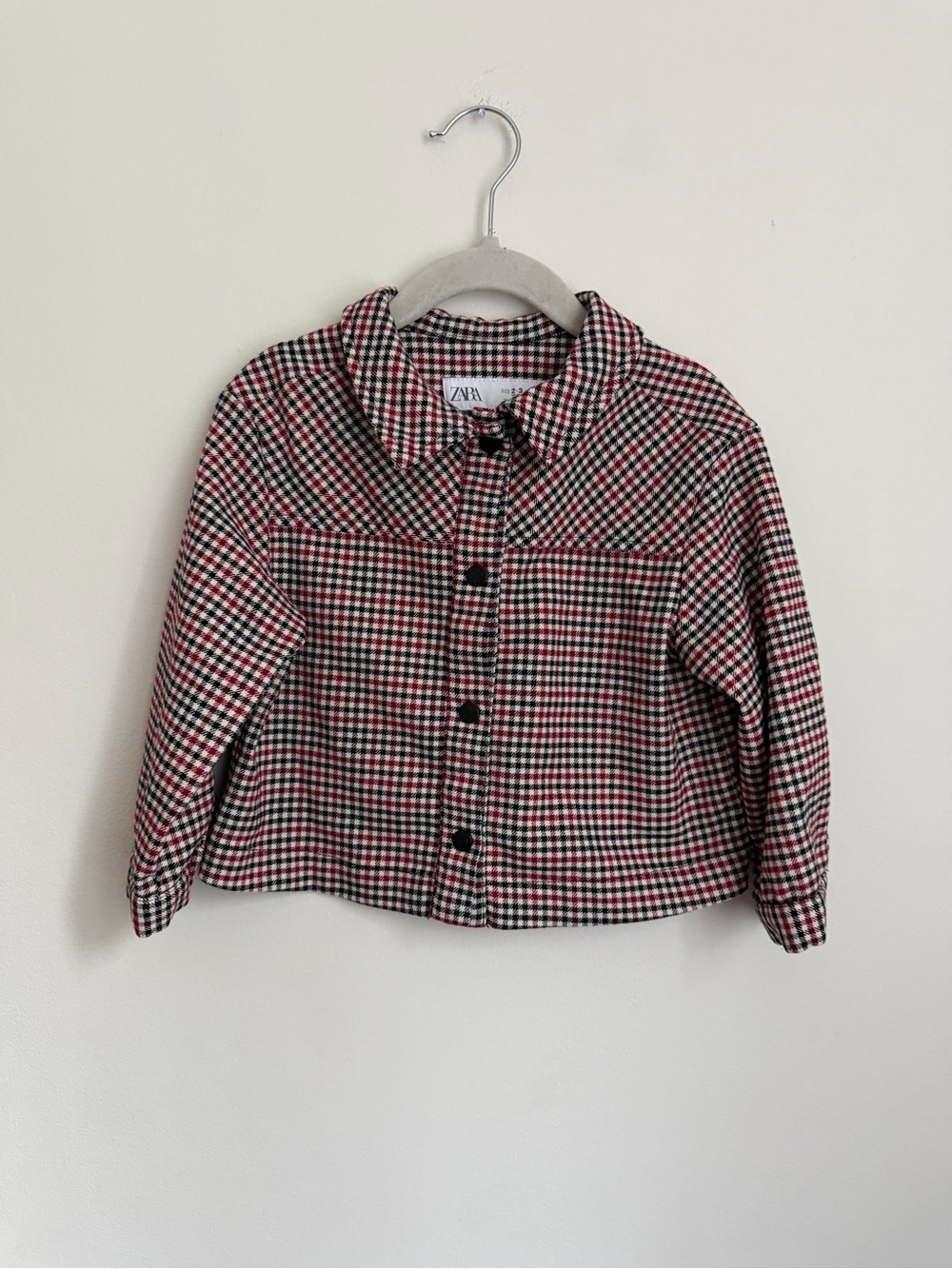 Zara Kids Red & Black Gingham Button-Up Jacket (Size 2-3)